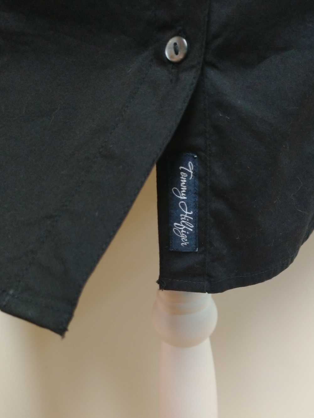 Tommy Hilfiger Black Button-Front Ruffle Neck Cotton Shirt Dress, Size S - Picture 5 of 8